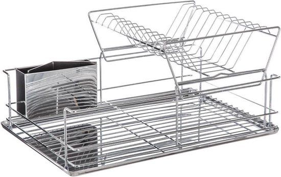 Merkloos Afdruiprek Nine - Rechthoek - Roestvrij staal - Metallic - 47 x 32.7 x 22.5 cm