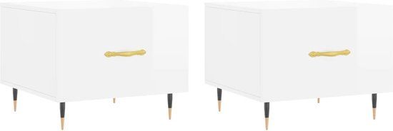 vidaXL Salontafels 2 stuks 50x50x40 cm bewerkt hout hoogglans wit