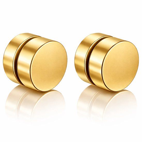LGT JWLS Lookinggoodtoday Magnetische Stud Oorbellen Goudkleurig 8mm