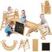 Klimdriehoek klimboog speelgoed - Bois naturel - Avec toboggan et mur d'escalade - Arche de jeu Montessori