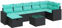 vidaXL 8-delige Loungeset met kussens, polyrattan, zwart