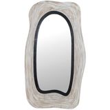 DRW Wandspiegel in houtvorm, oud wit en zwart, 56 x 3,5 x 99 cm