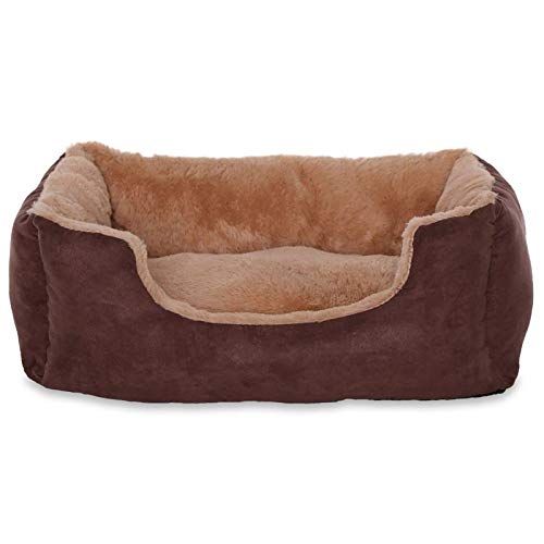 Dibea Hondenbed hondenmand met omkeerbaar kussen (S) 50 x 37 cm beige/bruin