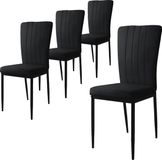 ML-Design Eetkamerstoel set van 4 zwart fluweel met metalen poten