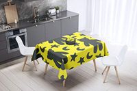 Bonamaison Tafelkleed, Anti-Mold, Sneldrogend, Waterdicht, 100% Polyester Tafellaken, Neon Geel, Rook, 140 x 140 Cm