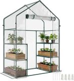 Outsunny Foliekas met Twee Plantenplanken Transparant