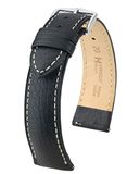 HIRSCH Boston Horlogebandje - buffelkalfsleer, 22 mm Breedte bevestiging, zwart