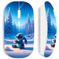 Witte draadloze muis Stitch schattig sneeuwsterren 3D