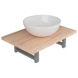 vidaXL ensemble de meubles de salle de bain 2 pièces, céramique, brun chêne