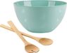 Stricker Europe Salad bowl with bamboo salad servers - pastel green - 5 liters - plastic - D26 x H14 cm