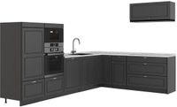 Vicco Hoekkeuken Fame-Line, Anthrazit-Gold Landhaus/Antraciet, 327 x 227 cm