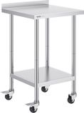 VEVOR RVS werktafel, commerciële voedselbereidingstafel met wielen, voorbereidingstafel, in hoogte verstelbare werktafel voor restaurants 610 x 610 x 1005,6 mm