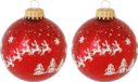 Krebs Kerstballen - 8 stuks - Rood - Rendieren opdruk - 7 cm - Glanzend