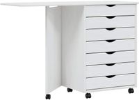 vidaXL Ladekast met bureau MOSS verrijdbaar massief grenenhout wit
