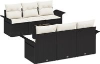 vidaXL Tuinbank Set Zwart en Crème Poly Rattan