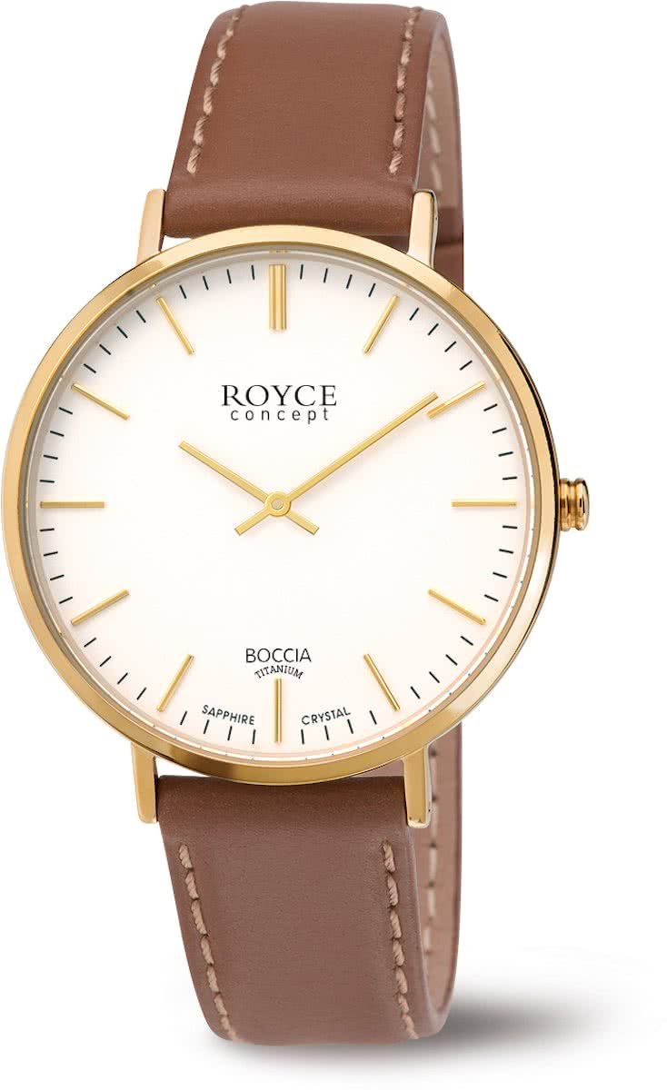 Boccia Titanium Royce Concept 3590-12 - Horloge - Leer - Bruin - Ø 36 mm