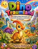 Dino Traumland: 75 niedliche Baby-Dinosaurier und traumhafte Dinosaurier-Landschaften zum Ausmalen | Dinosaurier-Malbuch für Kinder von 4–10 Jahren