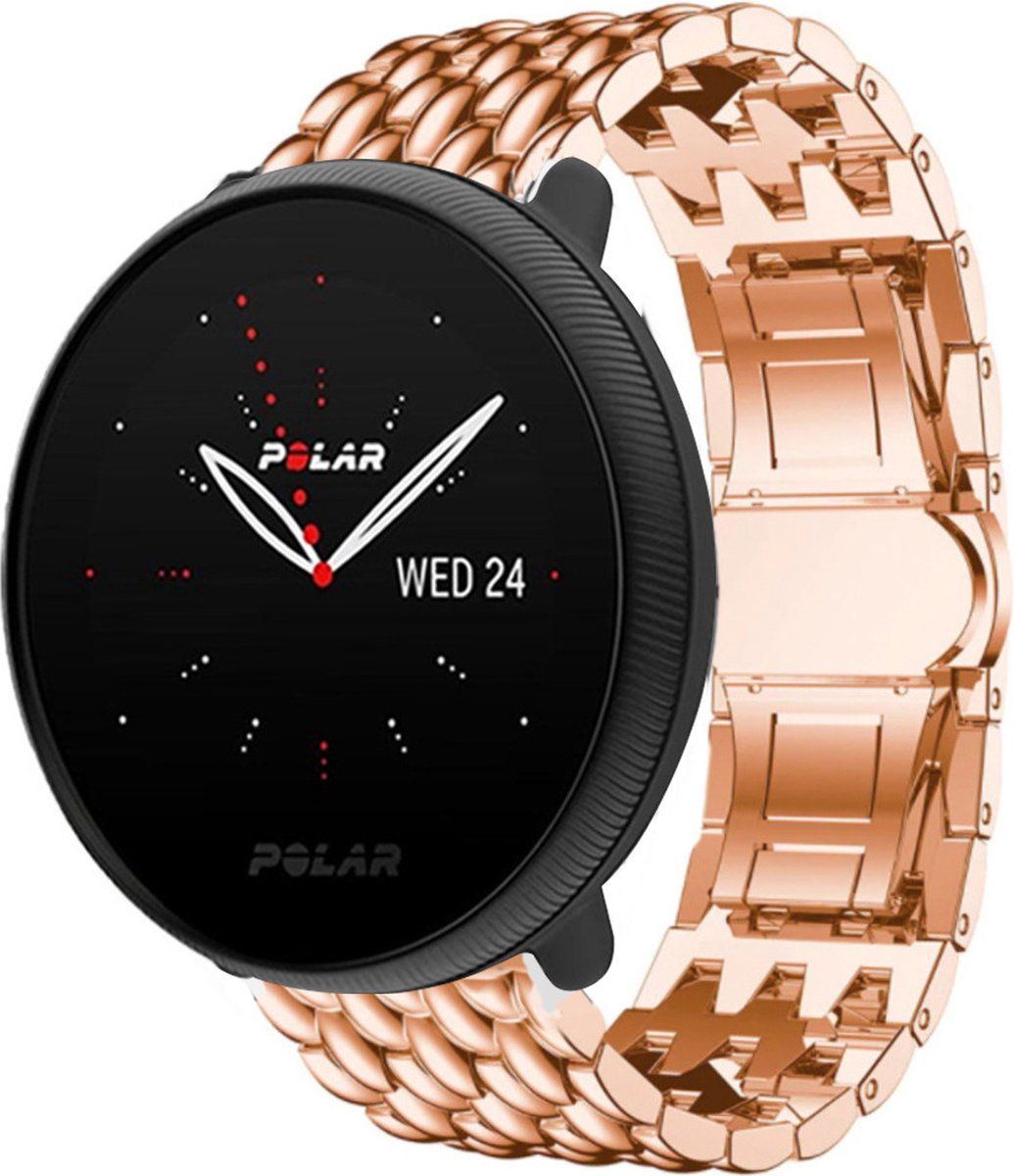 Strap-it Polar Ignite 2 stalen draak band - rosé goud