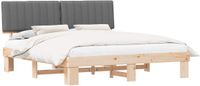 vidaXL Bedframe met Gevoerde Hoofdbord Lichtgrijs 180 x 200 cm