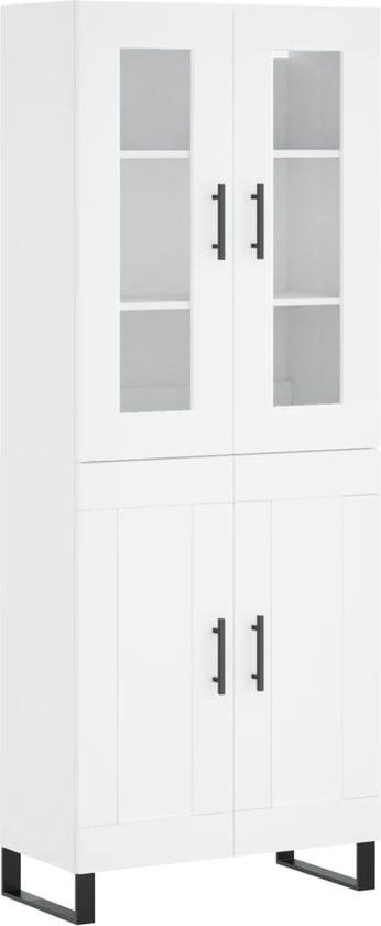 vidaXL Hoge kast bewerkt hout wit