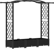 vidaXL Verhoogd bed met trellis en dak Zwart 169 x 40 x 123 cm PP