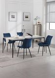 Woltu BH142bl-2 Eetkamerstoel set van 2 keukenstoel fluwelen zitting stabiele metalen poten, blauw