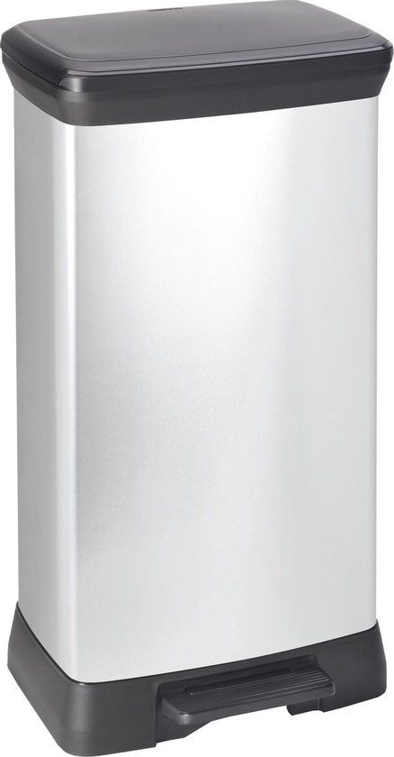 Curver Decobin Prullenbak - 50L - Zwart, Zilver - Pedaalemmer