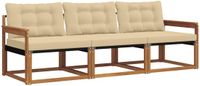 vidaXL - Acacia Hout Loungeset Bank 3-delig Natuurlijk en Beige