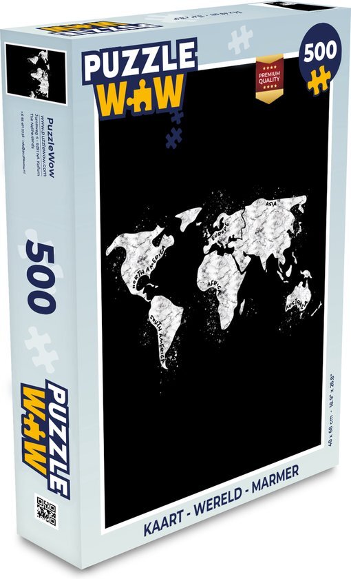 MuchoWow Puzzel Kaart - Wereld - Marmer print - Legpuzzel - Puzzel 500 stukjes