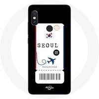 Maniacase Etui voor Xiaomi Redmi Note 5 Pro Air ticket Seoul Zuid-Korea