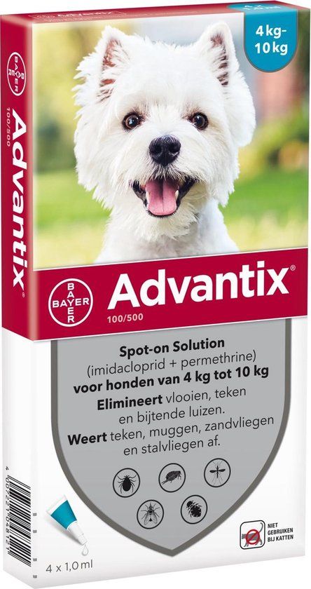 Advantix Vlooien & Teken Pipetten - Hond 4 tot 10 kg - 4 stuks