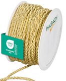 Halbach Seidenbänder Premium tweekleurig koord | breedte 4 mm lengte 25 m | made in Germany & Öko-Tex gecertificeerd | glinsterend satijnen koord van acetaat | kleur: honinggeel/goud