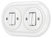 Interrupteur double en porcelaine, style rétro, 2 voies, encastré, blanc