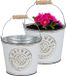 Sunnydays Seau/pot de fleurs/pot de fleurs - 2x - zinc - blanc ivoire - D23 x H22 cm