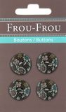Frou-Frou 7124 18 10 Pakket van 4 nylon knoppen voor het aanpassen van bloemen gedrukt op bruine achtergrond