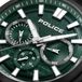 Police ILG of Switzerland AG Horloge Rangy Heren Polshorloge Groen Stalen Kast Zwart Leren Band Analoog Quartz 44mm Waterdicht 5 ATM