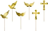 PartyDeco Cupcake toppers Communie (6 stuks) Goud Papier