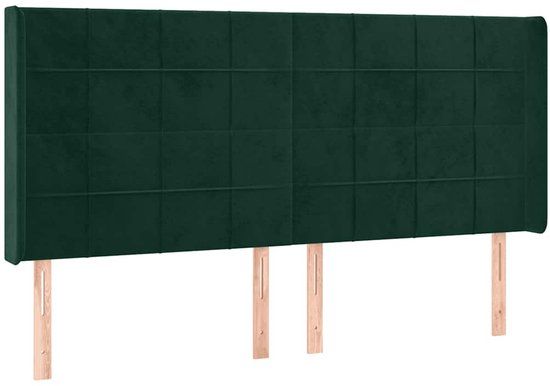 vidaXL Hoofdbord - Donkergroen - 203x16x118/128 cm - Fluweel