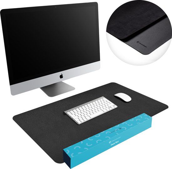 iMoshion Bureau Onderlegger - 80 x 40 cm - Zwart - Kunstleer - Antislip