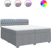 vidaXL Boxspringbed met matras, stof, lichtgrijs, 200x200 cm