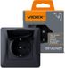 Videx Binera Type F, individuel, prise Schuko encastrée noire avec volet, 16A