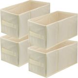 Lavita Stoffen Opbergmanden 15x31x15 cm - Crème Kast Organizer 4 Stuks - Opvouwbare Ladeverdeler - Textiel