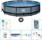 EXIT Toys EXIT Rond Stone Frame Zwembad - 360 x 76 cm - Inclusief Pomp - Afdekzeil - Schoonmaakset - Stofzuiger - 7-delig