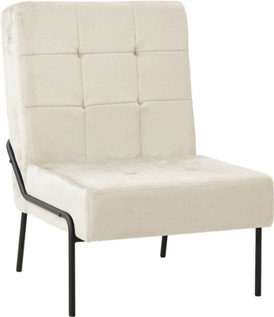 vidaXL Relaxstoel fluweel crèmewit 65x79x87 cm
