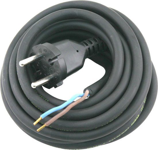 Aansluitsnoer Neopreen 5m H07RN-F 2X1,0 - Zwart
