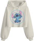 Lilo & Stitch Cropped Stitch Dames Trui met capuchon - wit - S