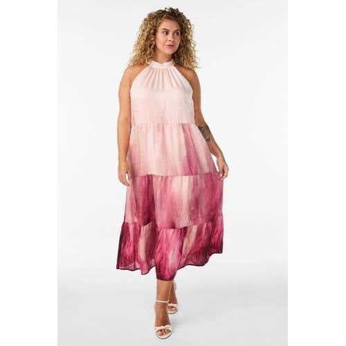 Zizzi halter midi jurk Plus Size - roze