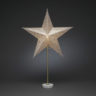 KONSTSMIDE Papieren kerstster - Konstsmide - 10 x 71 x 45 cm (5-punts, E14, Witte marmervoet, Binnen)