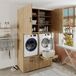 Roomart SERIE 2 Wasmachine Ombouwkast 134x240 cm - Dubbele Kast voor 2 Apparaten - Eiken
