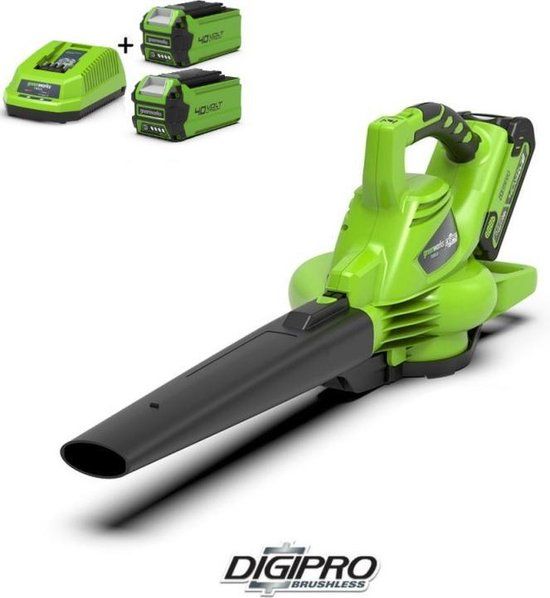 GREENWORKS 40V bladblazer en bladzuiger - 2 x 2Ah accu's